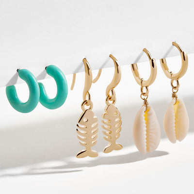 Gold Color Fishbone Pendant