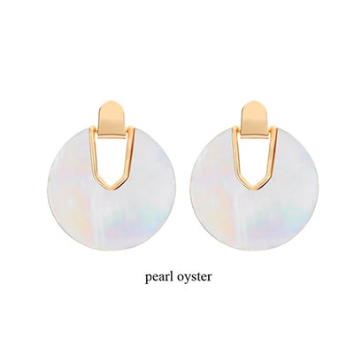Pearl Abalone Round Drop Earrings