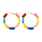 Bohemian Multicolor Shell Hoop Earrings