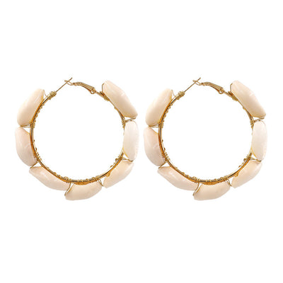 Bohemian Multicolor Shell Hoop Earrings