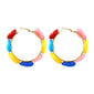 Bohemian Multicolor Shell Hoop Earrings