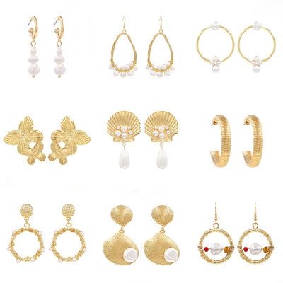 Metal Shell Pearl Dangle