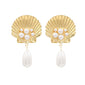 Metal Shell Pearl Dangle