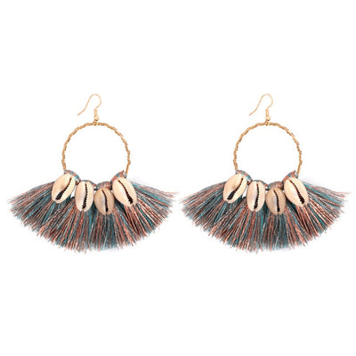 Fan Shaped Tassel Earrings
